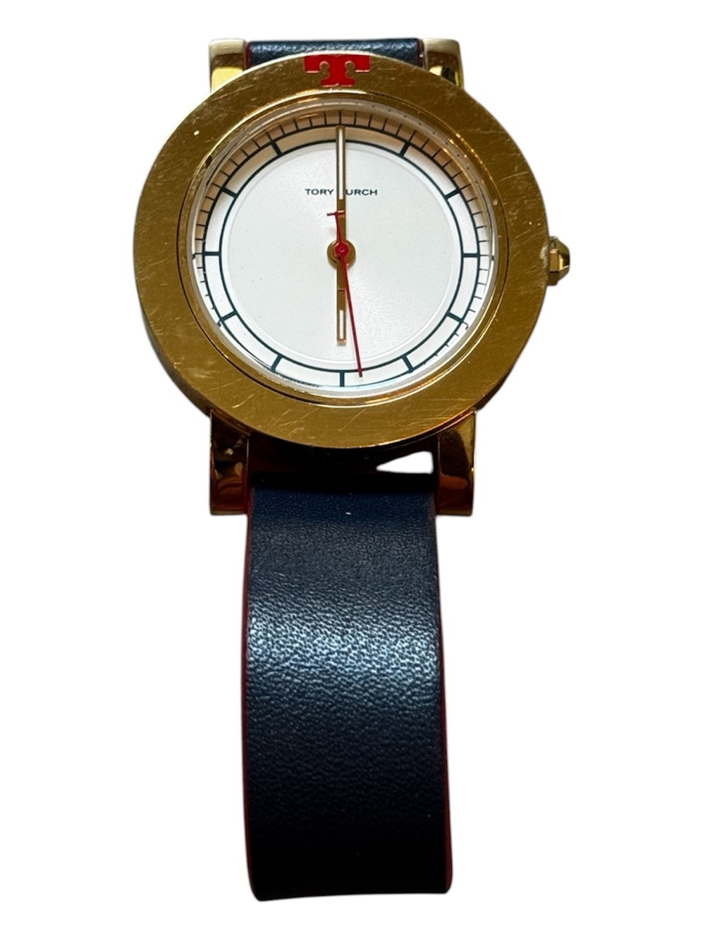 Tory Burch Women's Gold Case Leather Strap Watch